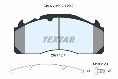 Комплект гальмівних накладок, дискове гальмо TEXTAR 2927705