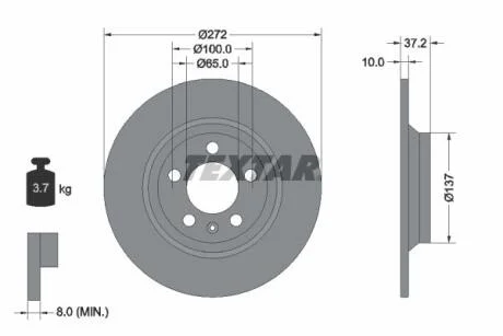 Диск гальмівний задн Лів/Прав AUDI A1, A1 ALLSTREET, A1 CITY CARVER VW POLO VI 1.0-2.0 06.17- TEXTAR 92315303