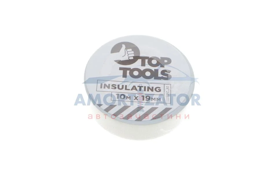 Стрічка ізоляційна біла, 10 м х 19 мм TOP TOOLS 24B111 (фото 1)