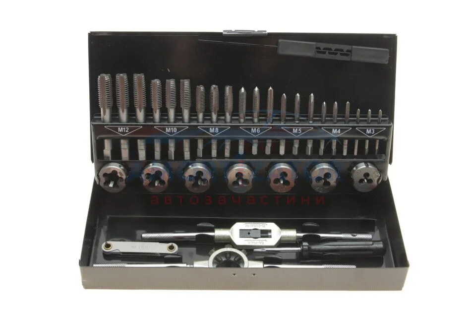 Плашки та мітчики, M3 - M12, набір 32 шт. TOPEX 14A426 (фото 1)