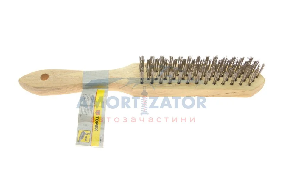 Щітка дротяна, 5 рядів, дерев\'яна рукоятка TOPEX 14A615 (фото 1)