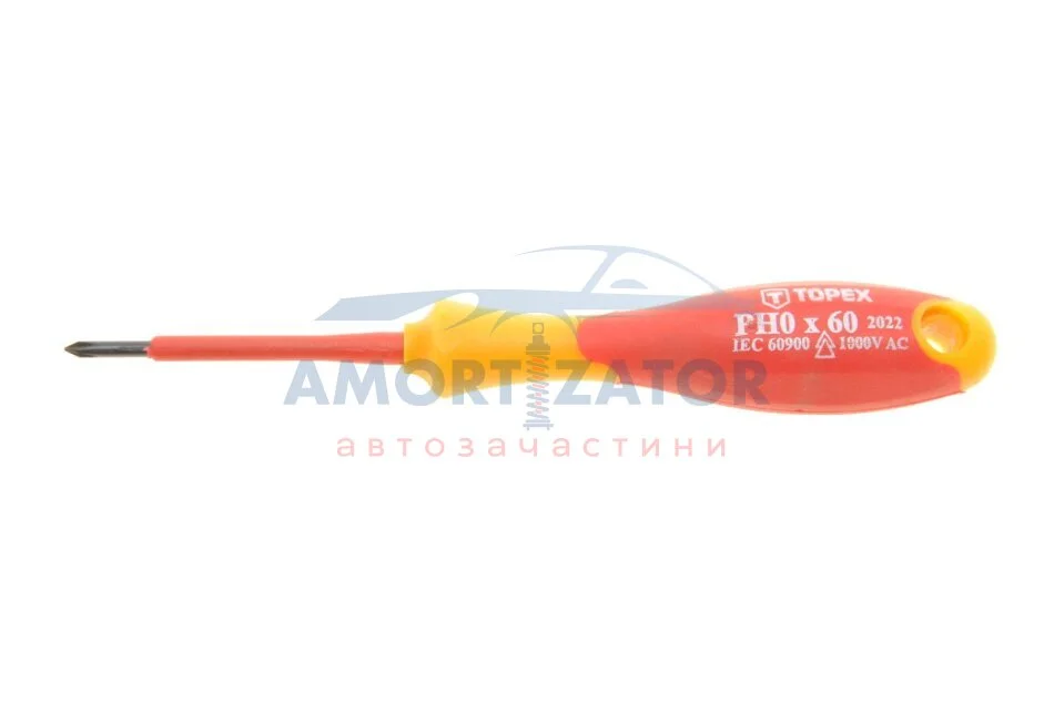 Викрутка хрестова 1000В, PH0 x 60 мм TOPEX 39D475 (фото 1)