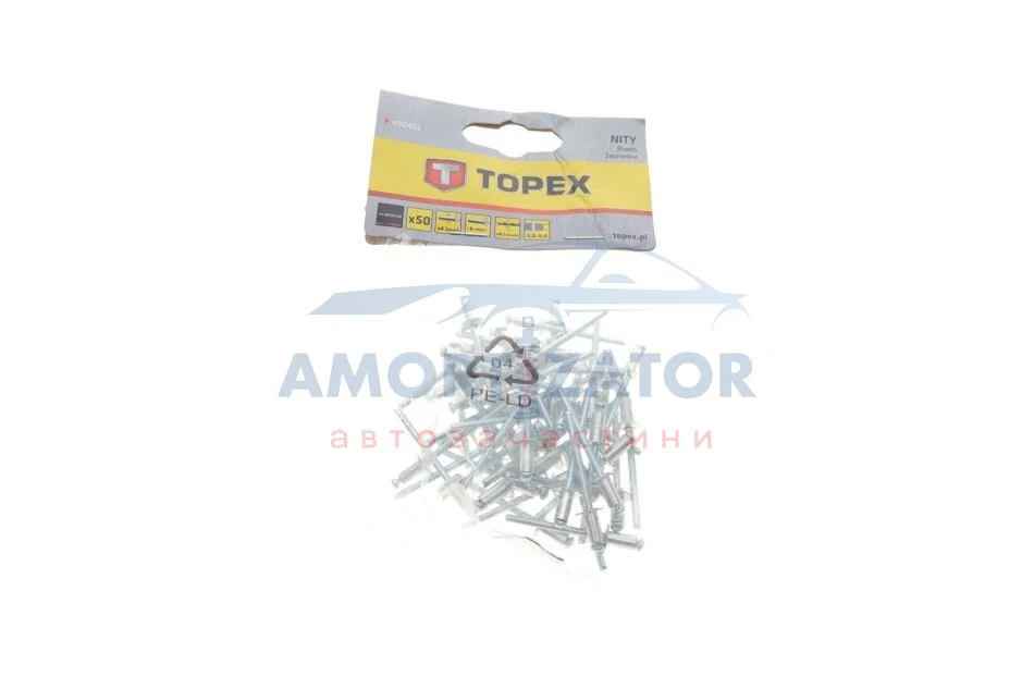 Заклепка з недорогоцінних металів, трубчаста TOPEX 43E401 (фото 1)