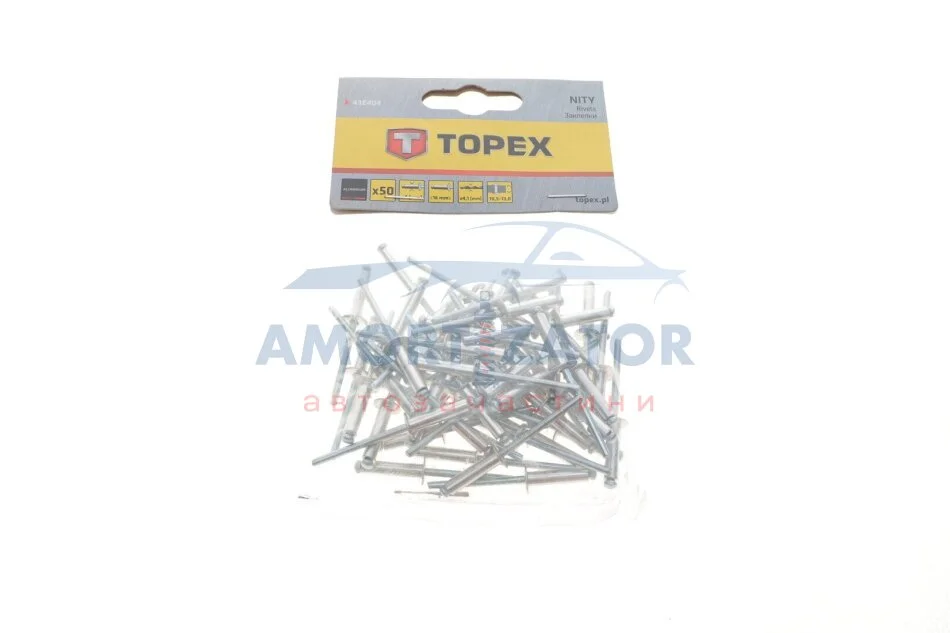 Заклепка з недорогоцінних металів, трубчаста TOPEX 43E404 (фото 1)