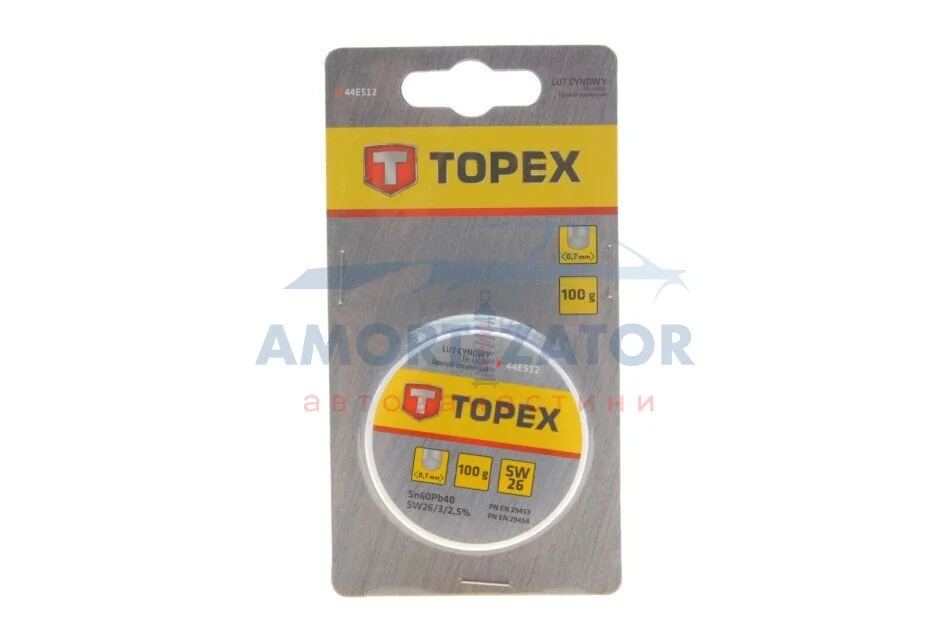 Припій олов\'яний 60%Sn, проволока 0.7 мм,100 г TOPEX 44E512 (фото 1)