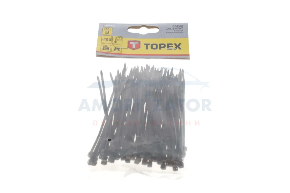 Хомути 2.5 x 100 мм, 100 шт. чорний TOPEX 44E970 (фото 1)