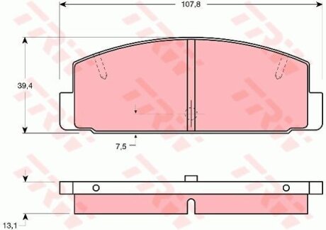 Комплект гальмівних колодок задн, MAZDA 323 C IV, 323 F IV, 323 F V, 323 P V, 323 S IV, 323 S VI, 626 III, 626 IV, RX-7 I, RX-7 II, RX-7 III 1.1-2.2 01.81-08.02 TRW GDB1027