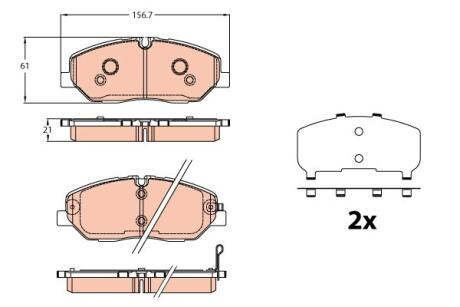 Комплект гальмівних накладок, дискове гальмо TRW GDB2227