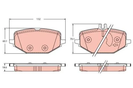 Комплект гальмівних накладок, дискове гальмо TRW GDB2372