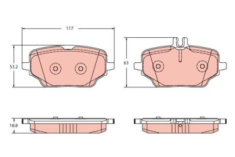 Комплект гальмівних накладок, дискове гальмо TRW GDB2381