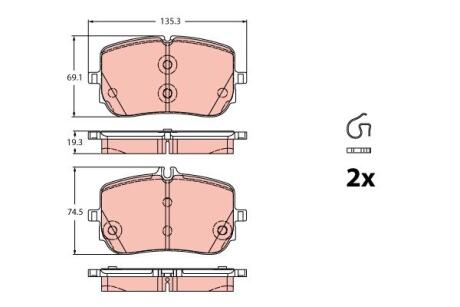 Комплект гальмівних накладок, дискове гальмо TRW GDB2433
