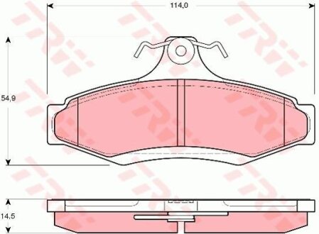 Комплект гальмівних колодок задн, CHEVROLET ASTRA, ZAFIRA DAEWOO LEGANZA, MUSSO, NUBIRA, TACUMA / REZZO MITSUBISHI MAGNA, VERADA SSANGYONG KORANDO, MUSSO 1.6-3.5 03.96- TRW GDB3172