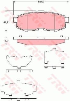 Комплект гальмівних колодок задн, MAZDA MPV II 2.0D/2.3 07.02-02.06 TRW GDB3406