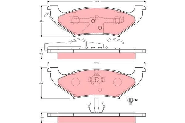 Комплект гальмівних колодок задн, CHRYSLER GRAND VOYAGER III, VOYAGER III DODGE CARAVAN LINCOLN CONTINENTAL, CONTINENTAL TOWN CAR, TOWN CAR II PLYMOUTH VOYAGER 2.0-4.6 10.90-12.02 TRW GDB4045 (фото 1)