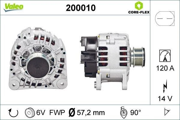 Генератор (14В, 120А, відновлений) AUDI A2, A3, A4 B5, A6 C4, A6 C5, TT FORD GALAXY I SEAT ALHAMBRA, AROSA, CORDOBA, CORDOBA VARIO, IBIZA II, IBIZA III, IBIZA IV, IBIZA IV SC, INCA 1.0-3.2 02.90- VALEO 200010 (фото 1)