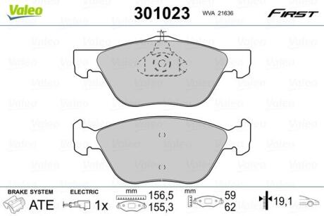 Гальмівні колодки, дискові VALEO 301023