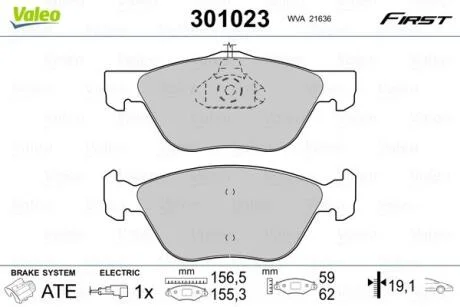 Гальмівні колодки, дискові VALEO 301023