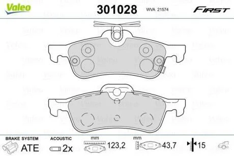 Гальмівні колодки, дискові VALEO 301028