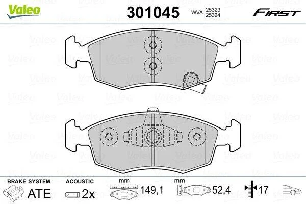 Гальмівні колодки, дискові VALEO 301045 (фото 1)