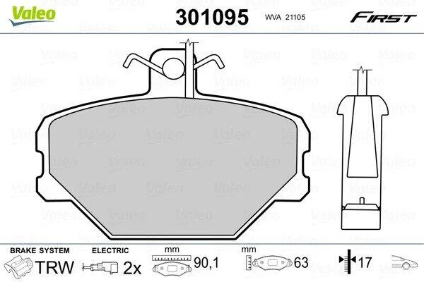 Гальмівні колодки, дискові VALEO 301095 (фото 1)