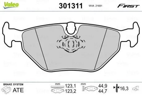 Гальмівні колодки, дискові VALEO 301311