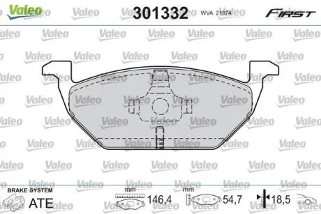 Гальмівні колодки, дискові VALEO 301332