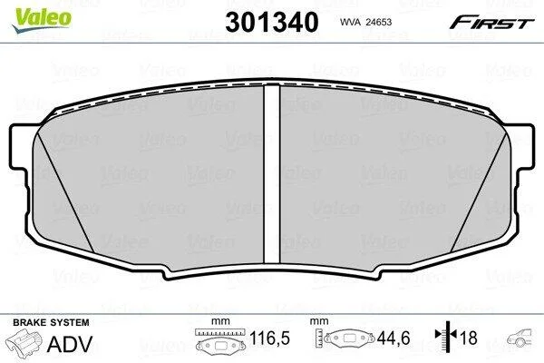 Комплект гальмівних накладок, дискове гальмо VALEO 301340 (фото 1)