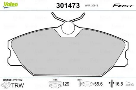 Гальмівні колодки, дискові VALEO 301473
