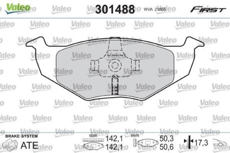 Гальмівні колодки, дискові VALEO 301488