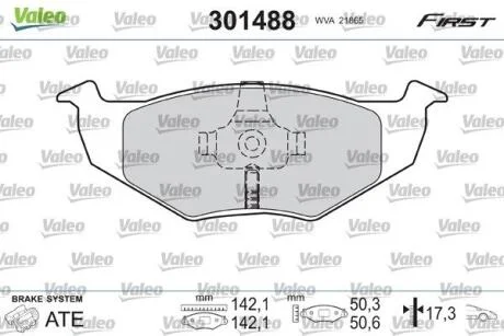 Гальмівні колодки, дискові VALEO 301488