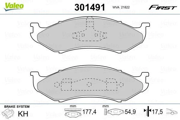 Комплект гальмівних накладок, дискове гальмо VALEO 301491 (фото 1)
