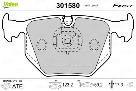 Гальмівні колодки, дискові VALEO 301580