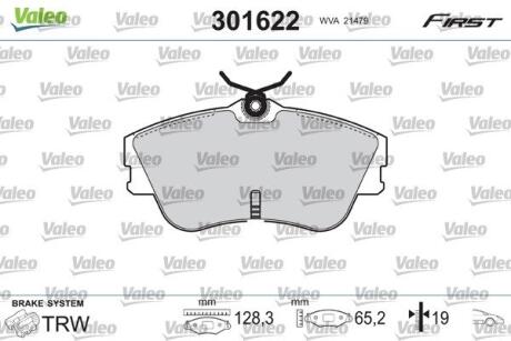 Гальмівні колодки, дискові VALEO 301622