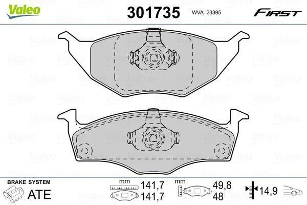 Комплект гальмівних накладок, дискове гальмо VALEO 301735 (фото 1)