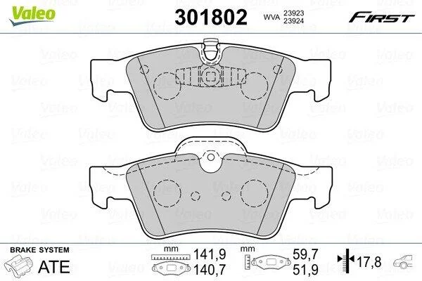 Комплект гальмівних накладок, дискове гальмо VALEO 301802 (фото 1)