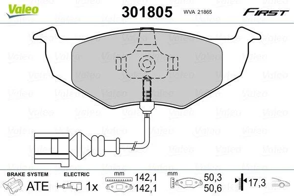 Комплект гальмівних накладок, дискове гальмо VALEO 301805 (фото 1)