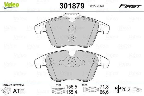 Комплект гальмівних накладок, дискове гальмо VALEO 301879 (фото 1)