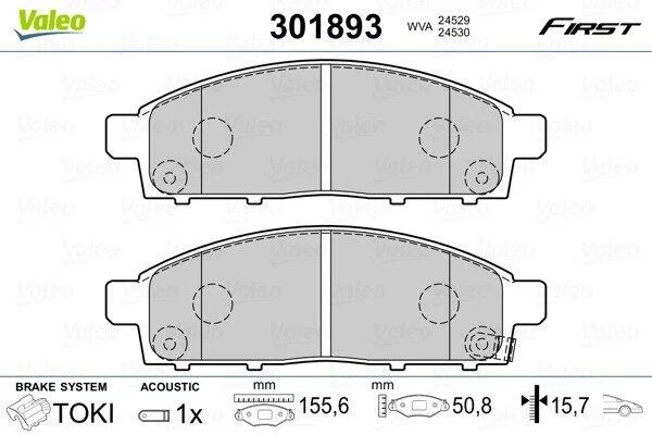 Комплект гальмівних накладок, дискове гальмо VALEO 301893 (фото 1)