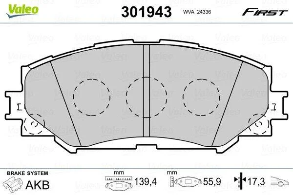 Комплект гальмівних накладок, дискове гальмо VALEO 301943 (фото 1)