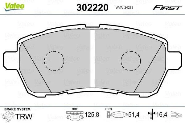 Комплект гальмівних накладок, дискове гальмо VALEO 302220 (фото 1)