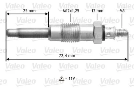 BMW свічка розжарювання 2.4D,2.5D VALEO 345100