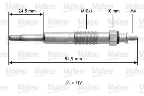 FORD свічка розжарювання FOCUS 1.8D 08 98- VALEO 345110
