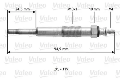 FORD свічка розжарювання FOCUS 1.8D 08 98- VALEO 345110