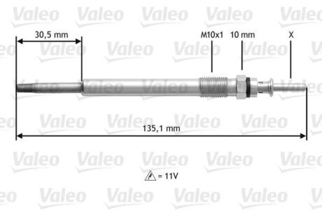 OPEL свічка розжарювання 2,0/2,2DTI Vectra C, Omega B, Astra G 00- VALEO 345112