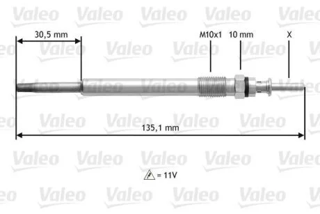 OPEL свічка розжарювання 2,0/2,2DTI Vectra C, Omega B, Astra G 00- VALEO 345112