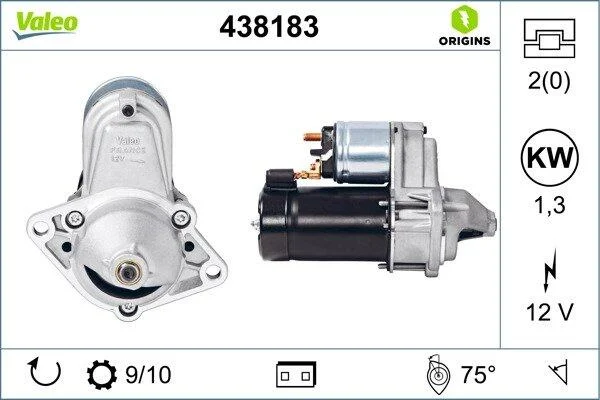 Стартер (12В, 1,3кВт, новий із заставою) CHEVROLET AVEO, AVEO / KALOS, CRUZE, LACETTI, LANOS, NUBIRA, ORLANDO, REZZO, TRAX DAEWOO ARANOS, ESPERO, KALOS, LACETTI, LANOS, NEXIA 0.8-2.0D 08.79- VALEO 438183 (фото 1)