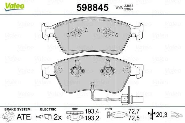 Гальмівні колодки, дискові VALEO 598845 (фото 1)