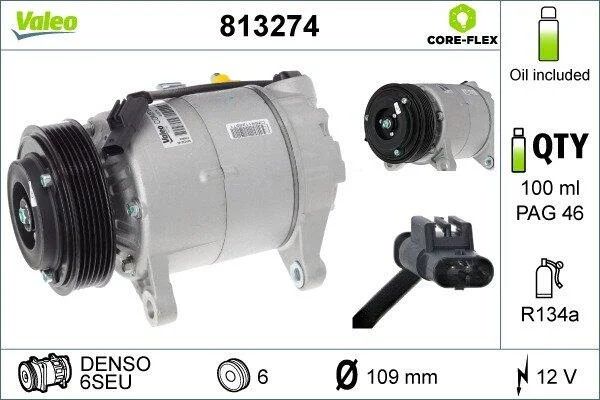Компресор, система кондиціонування повітря VALEO 813274 (фото 1)