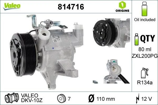 Компресор, система кондиціонування повітря VALEO 814716 (фото 1)