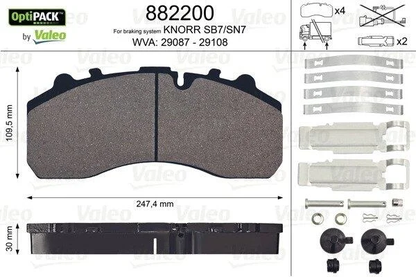 Гальмівні колодки, дискові VALEO 882200 (фото 1)